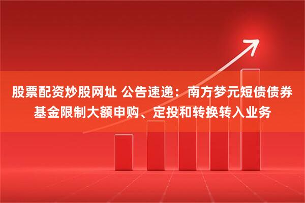 股票配资炒股网址 公告速递：南方梦元短债债券基金限制大额申购、定投和转换转入业务